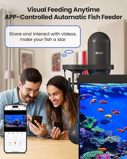 WiFi Automatic Fish Feeder for with 2.5K Camera, 2.4/5G Programmable Visual Aquarium Feeder, Smart App Control & Monitor, 230ML Fish Food Dispenser for Vacation, Saltwater, Freshwater Tanks