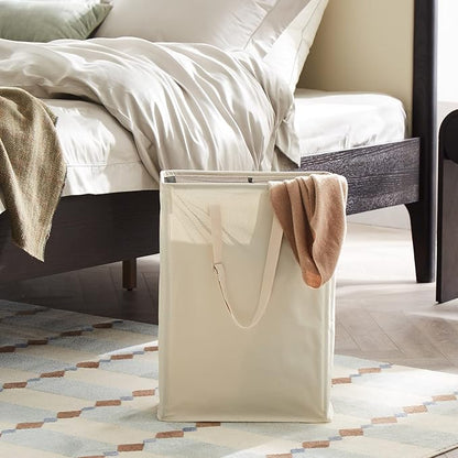 Slim Laundry Hamper with Adjustable Long Handles, 45L Small Laundry Baskets