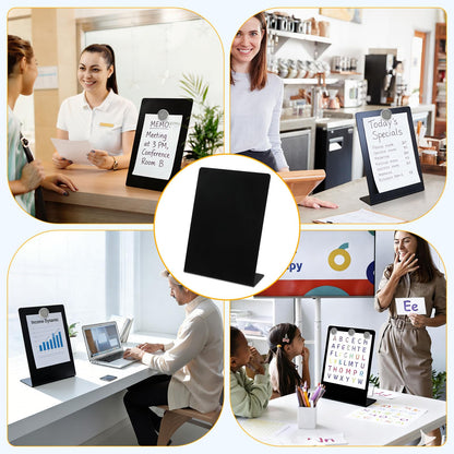 Solryne 2 Pack Magnet Bulletin Board, 13.8 x 9.8 inch Large Magnetic Board, Display for Memos, Photos & Documents, Magnet Display Stand for Home, School, Kitchen, Office, Hotel (Black)