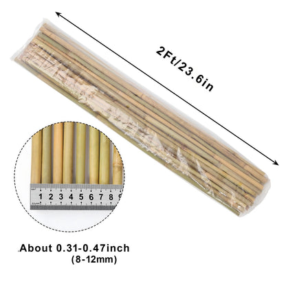 Gardgue Natural Bamboo Poles, 2 Feet Bamboo Sticks for Plants, Wood Garden Stakes for Tomato, Bean, Flowers, Trees Potted and Climbing Plants, 25 Pack