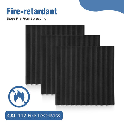 12 Pack Sound Proof Foam Panels,12"×12"×1" Acoustic Foam Panels, High Density Soundproof Wall Panels for Home Office Recoding Studio,With 250PCS Adhesive Stickers (Black, 12 Pack)