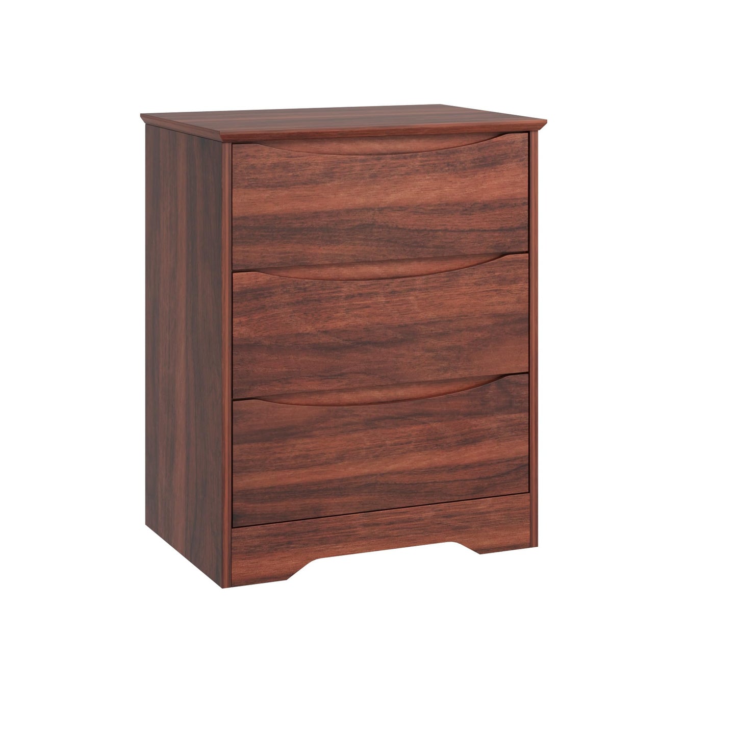Garvee Wooden Dresser with 3 Drawers, Tall Modern Closet with Deep Storage, Large Chest of Drawers with Wide Top, Long Storage Dresser for Bedroom, Living Room, Hallway, Kids Room, Red Walnut