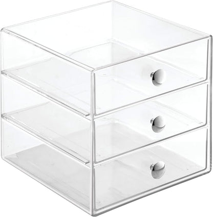 iDesign Stackable 3-Drawer Makeup Organizer, Clear | Bathroom Storage, Vanity Storage