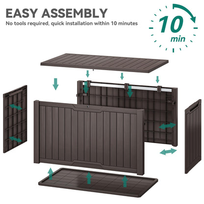 YITAHOME XXL 240 Gallon Large Outdoor Storage Deck Box for Patio Furniture, Outdoor Cushions, Garden Tools and Sports/Pools Equipment, Weather Resistant Resin, Lockable (Dark Brown)