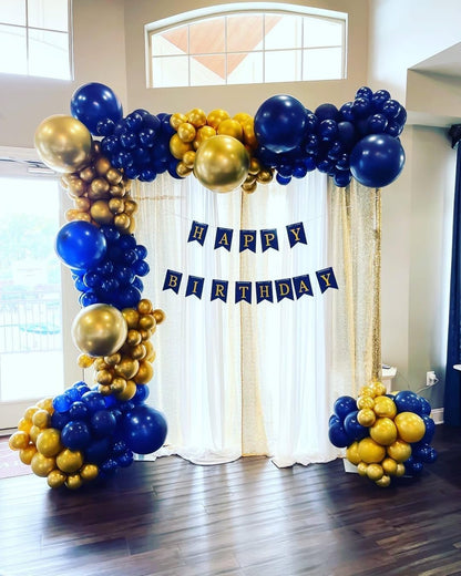 EICUECUE Navy Blue and Gold Balloons Garland Arch Kit with Stars 200Pcs -5 10 12 18 22 inch Balloon and Confetti Latex Balloons for 2025 Graduation Birthday Anniversary New Year Prom Party Decorations