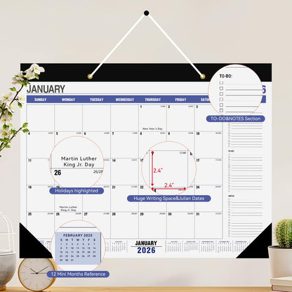 Desk Calendar 2026,18 Months Wall Calendar 2026 From Jan 2026 to Jun 2027,Large Desk Calendar 2026-2027 with To-do List,22x17,Desktop Calendar for Home and Office