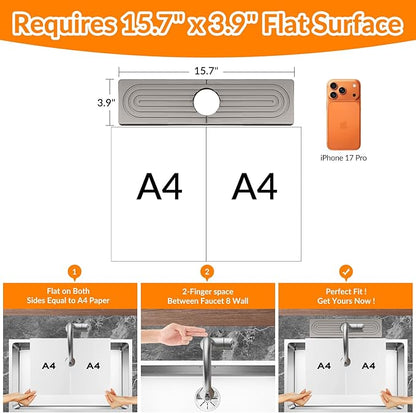 15.7 Inch Stone Faucet Mat for Kitchen Sink Splash Guard, Diatomite Sink