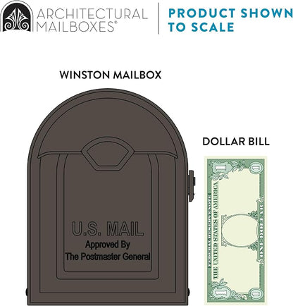 Architectural Mailboxes 8830RZ-10 Winston Post Mount Mailbox, Rubbed Bronze