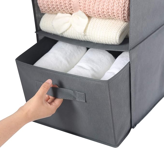 MAX Houser 4-Shelf Hanging Closet Organizer, Space Saver, Cloth Hanging Shelves