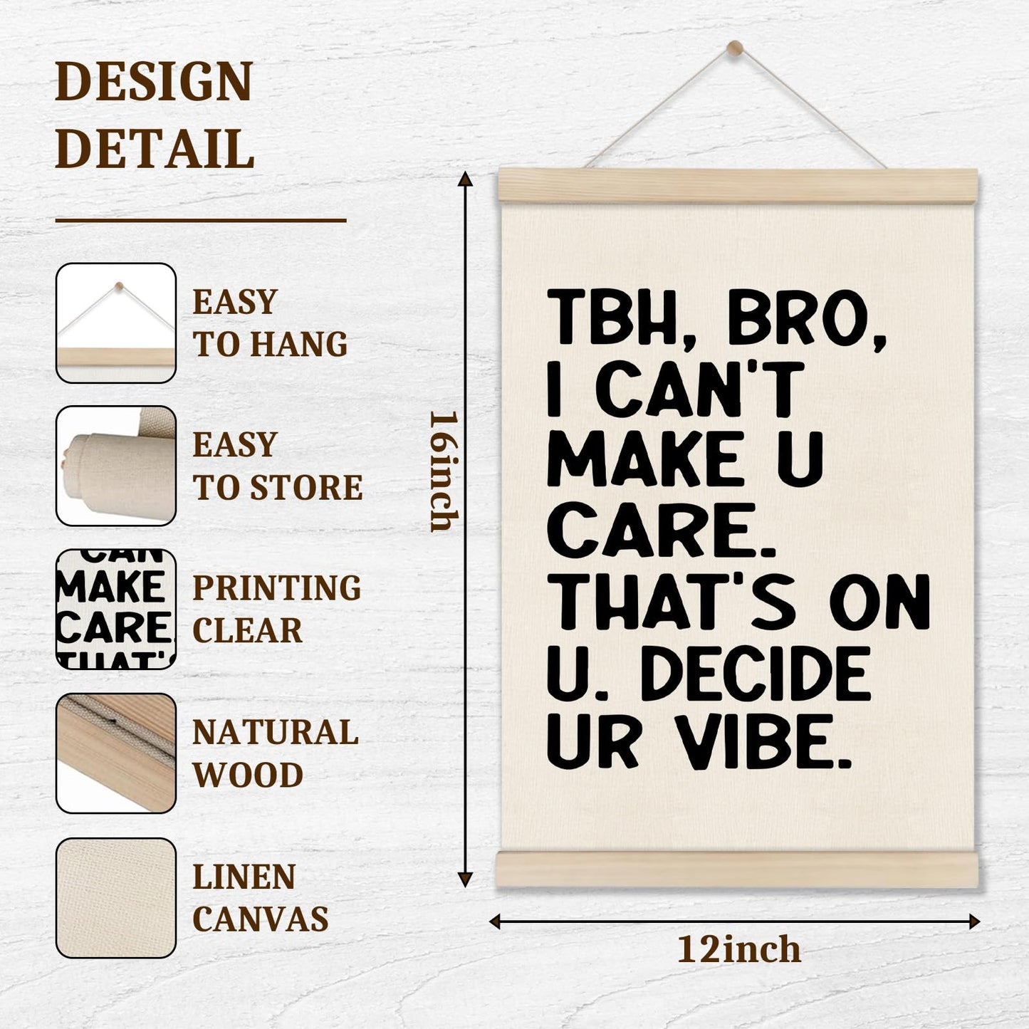 DOI-LANEE Funny Classroom Posters Hanger Frame, Math Classroom Must Haves Canvas Wall Decor, Homeschool Decor, High School Gifts for English Teachers Students Teen Boys Girls 16x12 Inch