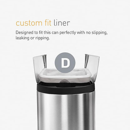 simplehuman Code D 60 Count, Genuine Custom Fit Liners, Drawstring Trash Bags