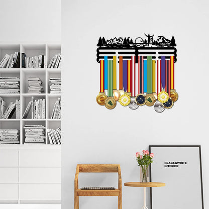 SUPERDANT Running Metal Holders for Display Park Run Sports Awards Medals Display Race Bib Holder Running Medals Hanger Race Metal Wall Hanger Marathon Medal Rack for Runners Athletes Gifts 15.75x6in