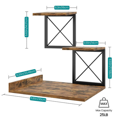 ELITEROO Wood Desktop Shelf, 3 Tier Desk Shelves + Printer Stand, Small Bookshelf Organizer, Printer Riser Stands, Office Storage Rack and Cubicle Organizers Accessories for Dorm Office Home, Brown