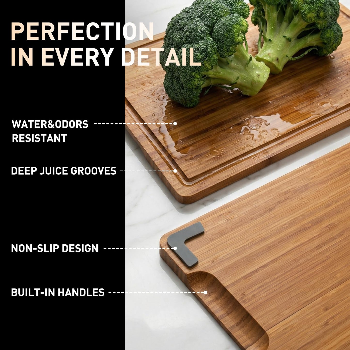 3 Pack Bamboo Cutting Board Set with Non Slip Feet Solid Wood Cutting Boards for Kitchen Non Toxic Wooden Chopping Boards Small Plastic Free Butcher Block Hardwood Serving Cheese Charcuterie Board