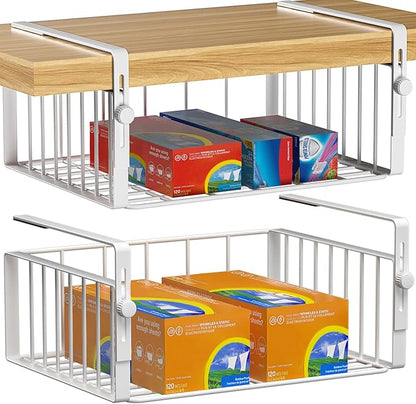 2Pack Under Shelf Basket Organizer, Adjustable Hanging Holder Storage