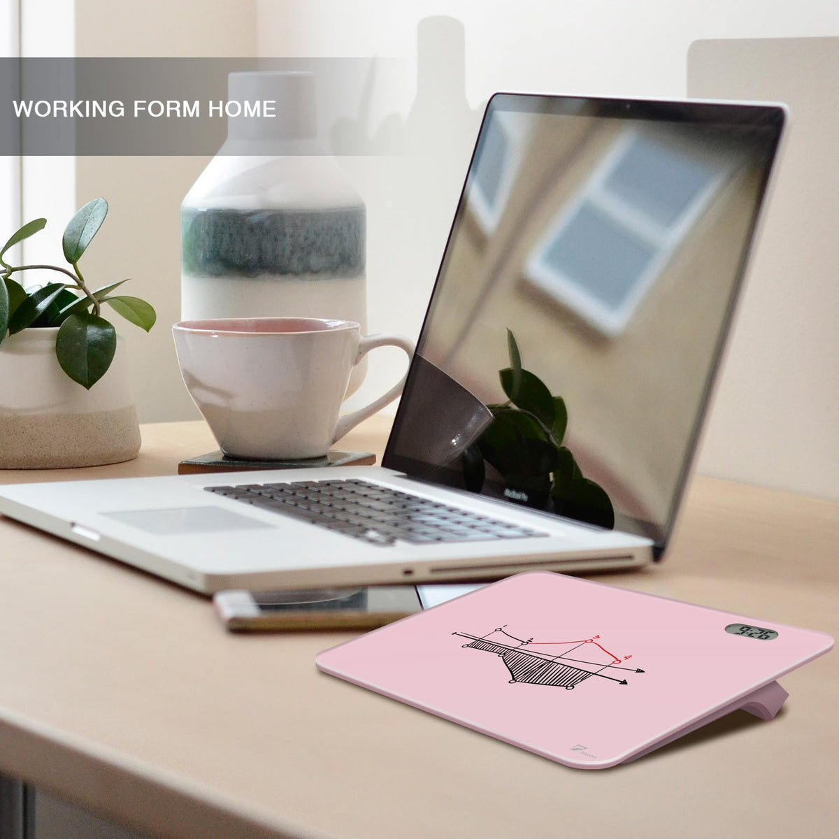 Small Glass Desk Whiteboard Dry-Erase Board with Clock, Small Travel Reminder Clock Keychain with Desk Notepad, Time Table Whiteboard for Desk Digital LED Light Display, 8x6 in with Accessories, Pink