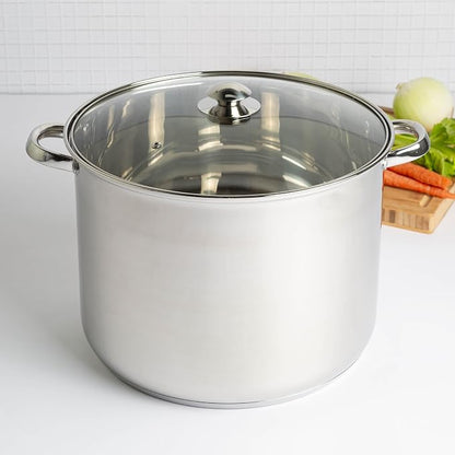 Ecolution Stainless Steel Stock Pot, Encapsulated Induction Ready Cooking Pot with Glass Lid, Oven Safe, Dishwasher Safe Soup Pot, 24-Quart