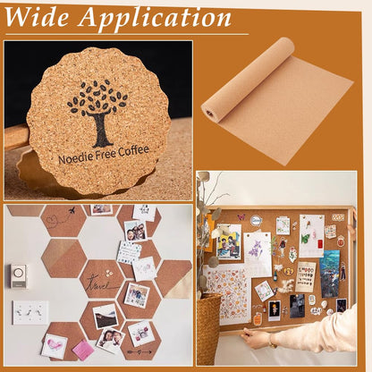 BENECREAT 137.8x15.7 Inch Cork Board Roll, 1mm Thick Rectangular Natural Cork Piece, Cork Sheet Roll for Bulletin Boards, Wall Decorations, DIY Crafts