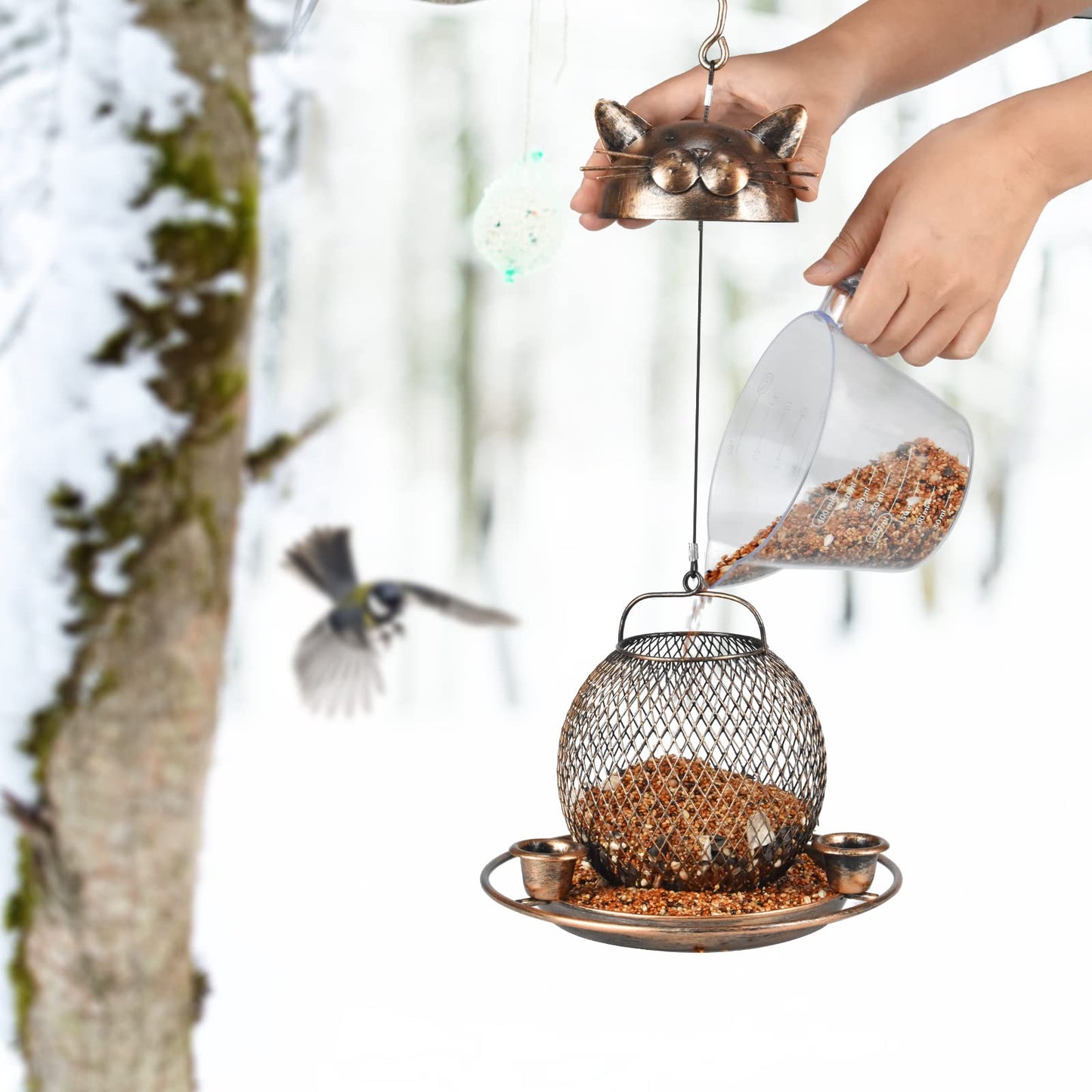 Bird Feeders for Outdoors, Heavy Duty Metal Wild Bird Feeder, Finch Bird Feeder Sparrow Birdfeeder for Garden Yard Hanging Decor