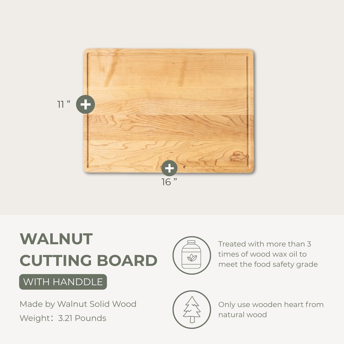 muso wood Maple Wood Cutting Board 18"x12" - 1" Thick, Wooden Kitchen Chopping Board with U-Shaped Juice Groove & Handle, Heavy Duty Cutting Board for Vegetables, Meat, Fruits
