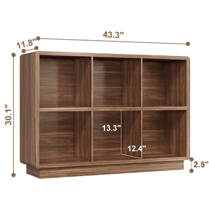 ChooChoo 6 Cube Storage Organizer, Wooden Bookcase with Storage, Cube Storage Bookshelf for Bedroom and Home Office, Brown Walnut