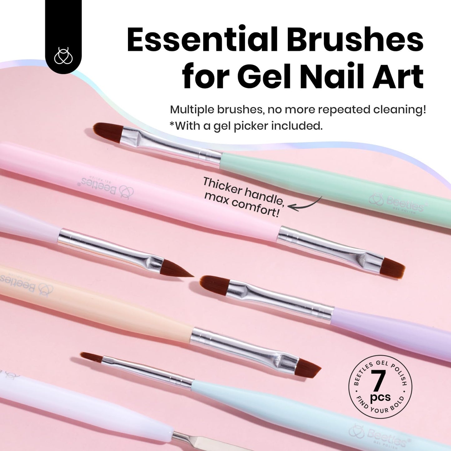 Beetles Nail Art Brushes 8pcs – Crystal Nail Art Tools 5pcs Double-headed Nails Dotting Tool, 3pcs Striping Liner Brushes for Nails with Pearls Bowknot Stickers, DIY Home Salon Manicure Design Tools