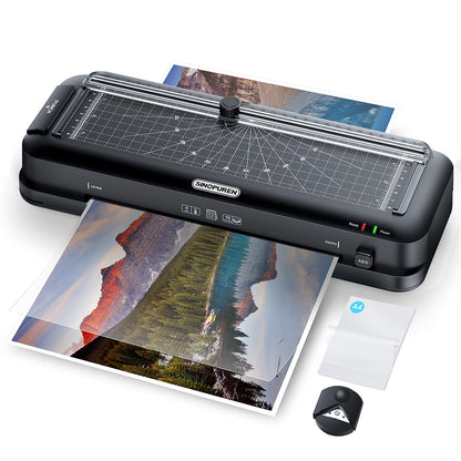 9-Inch Laminator Machine for Teachers & Home – All-in-One Jam-Free Laminator with Paper Trimmer, 2-Hole Punch, Corner Rounder, Fast 3-Min Warm-Up, 10 Pouches for School, Crafts & Office