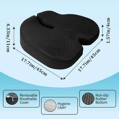 Car Seat Cushion - Premium Gel & Memory Foam Office Chair Cushions for Back,Sciatica,Coccyx,Tailbone Pain Relief, Driver Pillow for Auto, Gaming,Desk, Wheelchair,Truck (Black)