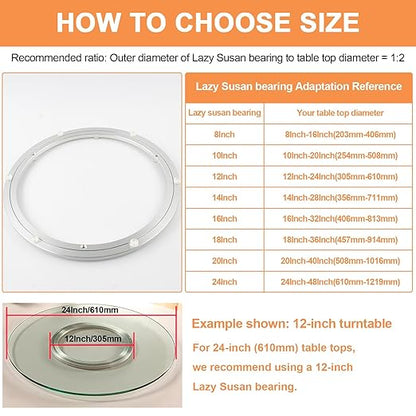 TamBee 14 Inch Lazy Susan Hardware Aluminum Bearing Metal Rotating Turntable Bearing Swivel Plate Hardware Lazy Susan Bearing Lazy Susan Parts Lazy Susan Mechanism Lazy Susan Kit Lazy Susan Base Only