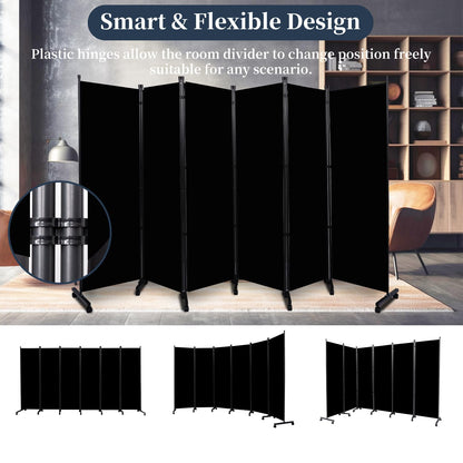 Room Divider Folding Privacy Screens W/Lockable Wheels, 132'' Partition Room Dividers Freestanding Room Divider Fabric Panel for Room Separation Wall Divider Bedroom
