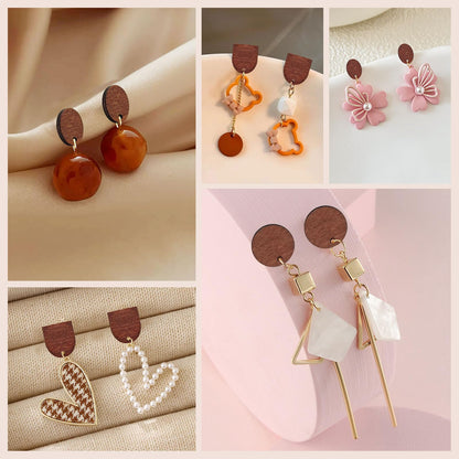 60pcs Wooden Earring Studs for Jewelry Making,Wooden Stud Earrings Wood Earring Posts with 100pcs Earrings Backs for DIY Making Supplies(3 Shapes)