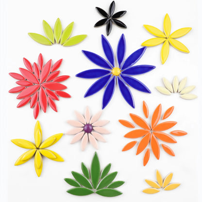 ZWCT 200g Ceramic Mosaic DIY Set Colorful Petal Ceramics Leafy Vein Mosaic Tiles Craft Materials Mosaic Art Materials - Light Green