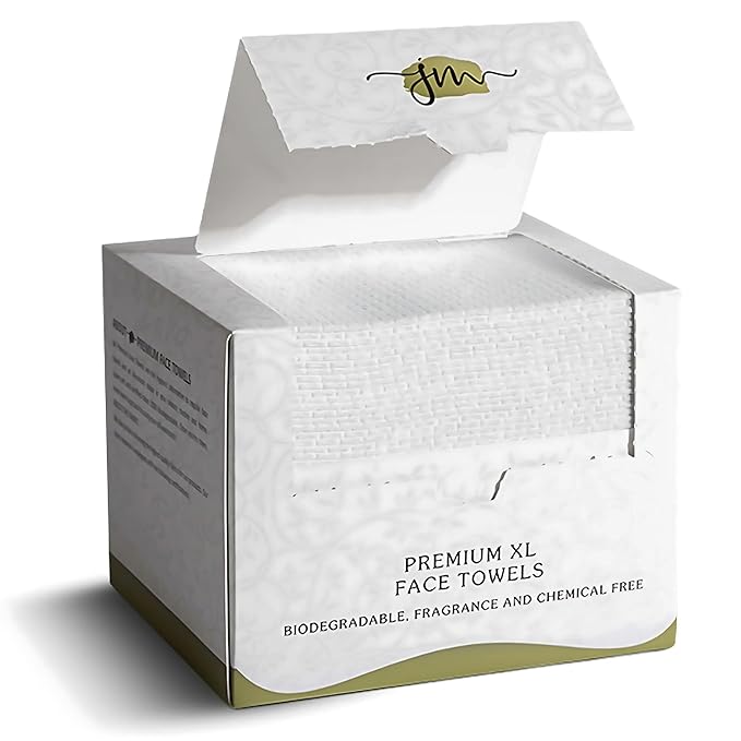 Disposable Face Towels – 50 XL 10” x 12” Biodegradable Dry Wipes