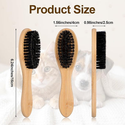 YUXIANLB Boar Bristle Pet Brush with Wood Handle, Soft Brush for Short Hair | Soft Cat and Dog Daily Grooming Tool for Short Hair Cats Small Dogs Gentle Massage Dandruff Removal