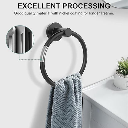 SetSail Towel Holder for Bathroom Wall Matte Black Towel Ring Stainless Steel
