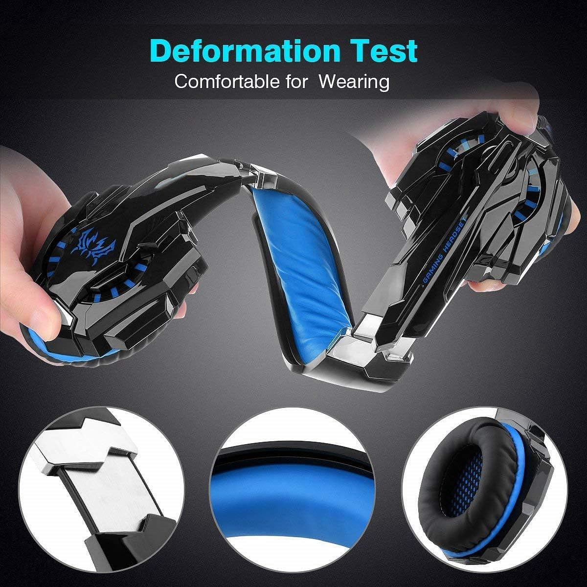sktome Gaming Voice Changer Headset with Mic, Cool LED Light Over-Ear Headphones with Volume Control, Noise Reduction Voice Changer Gaming Headset for PS4/PS5/Xbox One/PC/Phone/Laptops(Blue)