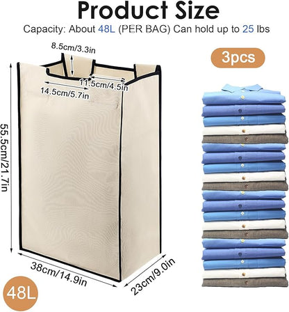 3 Pack Large Laundry Sorter Replacement Bags, 600D Oxford Cloth, Waterproof
