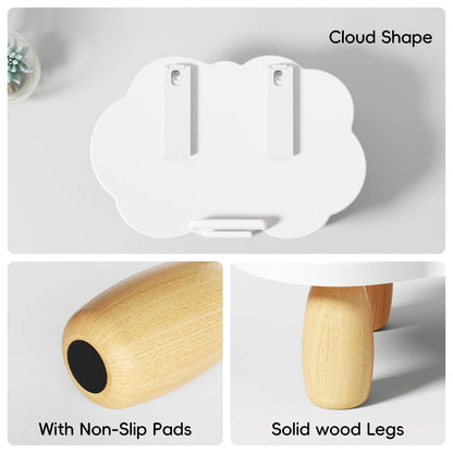 AFOOYO Adjustable Wood Laptop Stand, Ergonomic Height Angles Computer Stand, Cloud-Shaped Holder Riser Notebook Stand for Desk Compatible with Air, Pro, Dell, HP, Lenovo More 10-17.3" Laptops, White