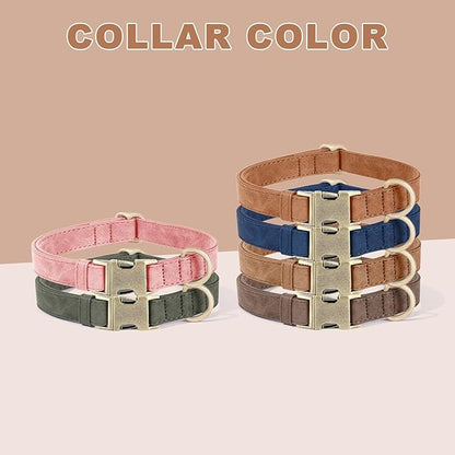 Genuine Leather Dog Collar - Adjustable Pet Collar with Quick Release Metal Buckle, Soft Skin Friendly Real Leather Collar for Small, Medium, Large Dogs (Dark Brown, L：Fit 15-23" Neck)
