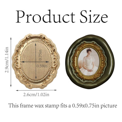 Andotopee Vintage Embossed Frame Wax Seal Stamp - 3D Relief Photo Frame Seal Stamps with Wood Handle, Retro Sealing Wax Stamp for Wedding Invitations, Scrapbooking, Letters(Oval #6)