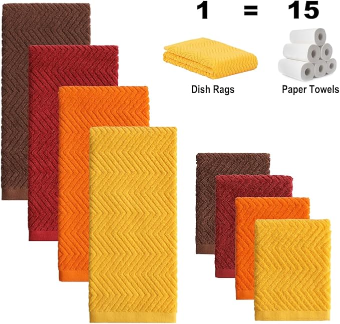 100% Cotton Kitchen Towels and Dishcloths Set