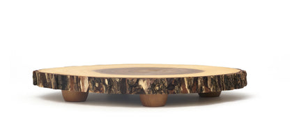 Lipper International 1010 Acacia Tree Bark Footed Server for Cheese, Crackers, and Hors D'oeuvres, Small
