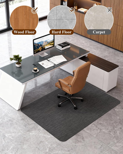 Soimeat Office Chair Mat for Hardwood Floor, 35.4" x 47.2" Non-Slip Desk Computer Chair Mat, PVC Floor Mat for Rolling Chair, Heavy Duty Wood/Tile Floor Protector Desk Rug for Home Office, Black