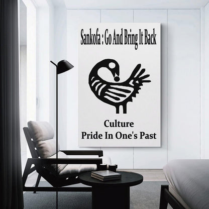 Sankofa Go And Bring It Back Adinkra Symbol Pride In Past Canvas Printing Wall Art Prints Posters Minimalist Scandinavian Wall Decor for Living Room Bedroom Office Classroom 12x18inch(30x45cm)