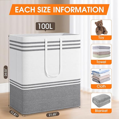 4 Pack Large Laundry Baskets, Laundry Hampers, Freestanding Waterproof