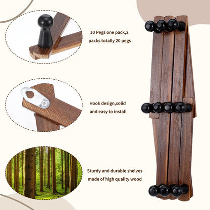 kenaeooe 4 Pcs Accordion Wall Hanger Expandable Hat Rack for Wall with 8 Peg Hooks X Shape Wooden Coat Rack for Hats, Coats, Scarves, Jackets, Purses, Keys, Mugs, Rustic Natural Wood