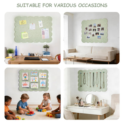Felt Bulletin Board 24" x 18" Cork Board Alternative,Decorative Felt Pin Board Foldable Cork Boards for Walls Self-Adhesive Cork Board for Home Office Classroom Pin Board (Sage Green)