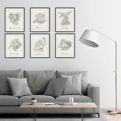 DREAM BIG PRINTABLES Dinosaur Sketchbook Set Art Prints (Set of 6) - 8x10s | Unleash Prehistoric Charm with These Wall Arts | Living Room | Farmhouse Decor | Bedroom Wall Decor | Kid's Room