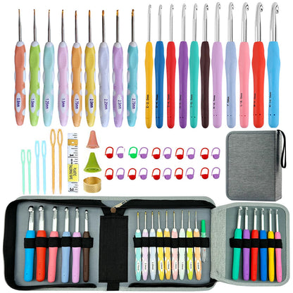 Mdoker 21 Sizes Crochet Hooks Set,Ergonomic Crochet Hook with Case for Arthritic Hands,Complete Crochet Set for Beginners & Lovers(0.8mm-10mm)