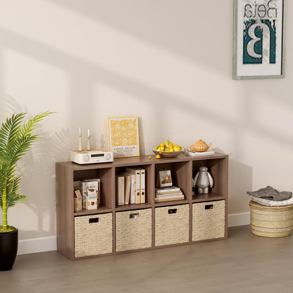 OSCHF 8-Cube Storage Shelf Bookcase - Wooden 4-Tier Floor Standing Open Bookshelf for Home and Office, Cuby Orgainzer, Walnut